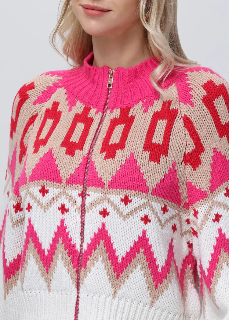 525 America Victoria Fair Isle Zip Bomber- Cabaret