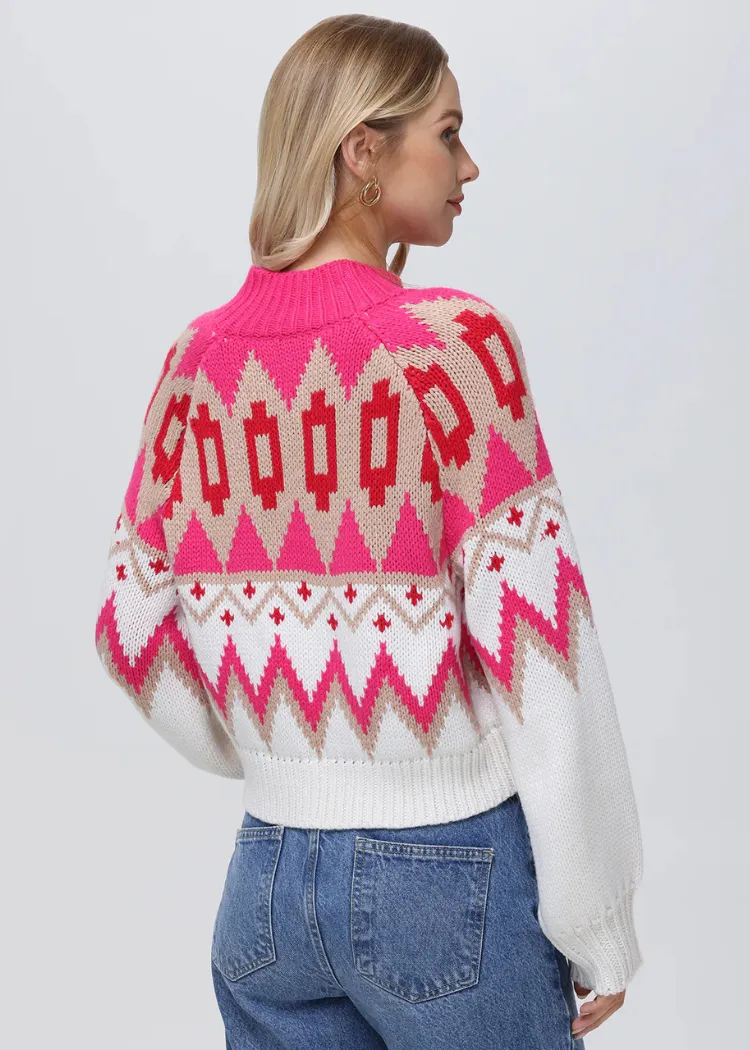 525 America Victoria Fair Isle Zip Bomber- Cabaret