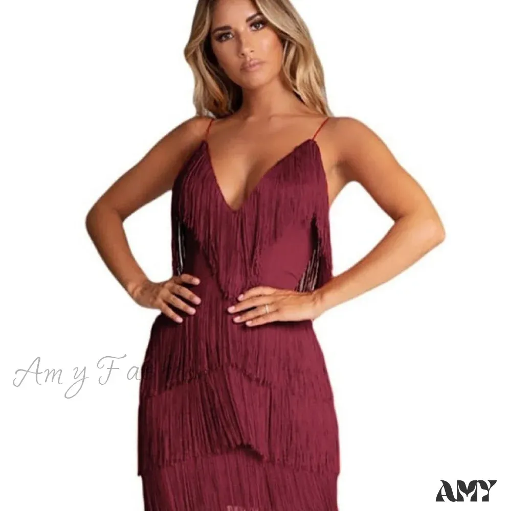 Amy Fashion - Vintage Gatsby Sequin Party Slip Sexy Dress
