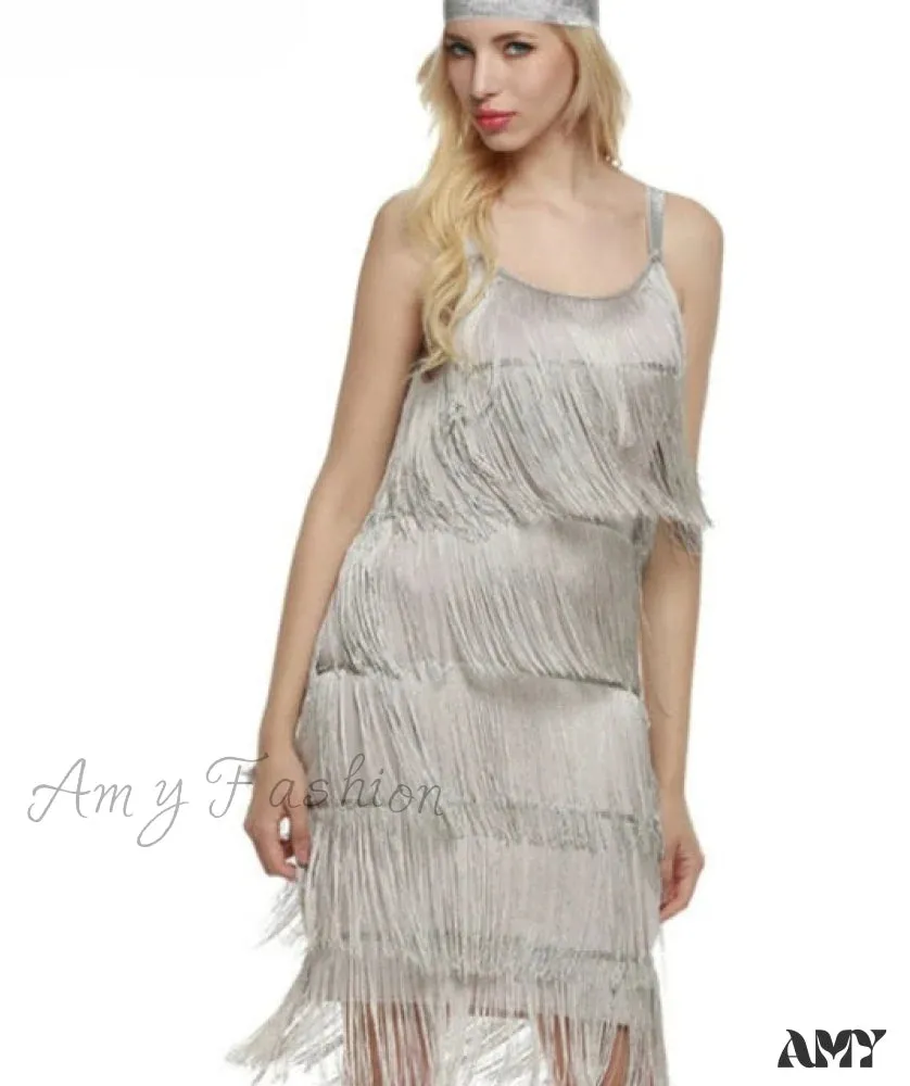 Amy Fashion - Vintage Gatsby Sequin Party Slip Sexy Dress