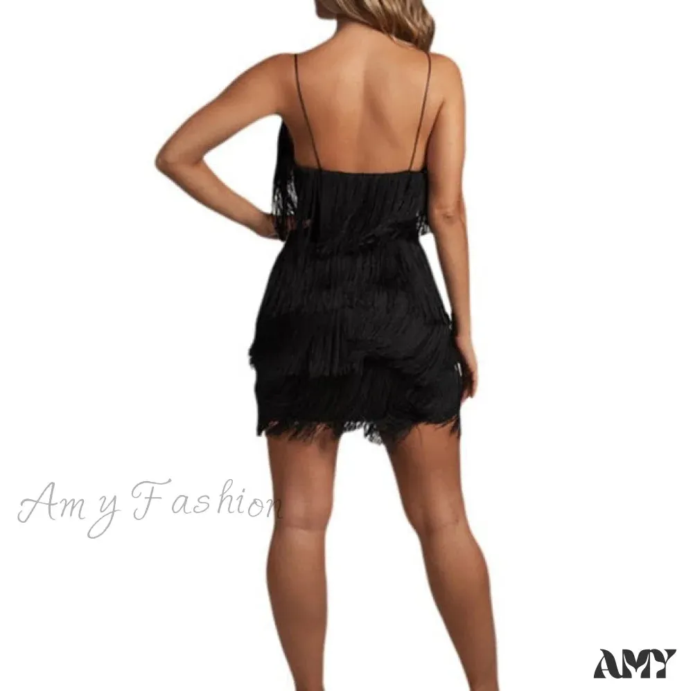 Amy Fashion - Vintage Gatsby Sequin Party Slip Sexy Dress