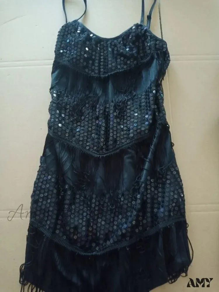 Amy Fashion - Vintage Gatsby Sequin Party Slip Sexy Dress