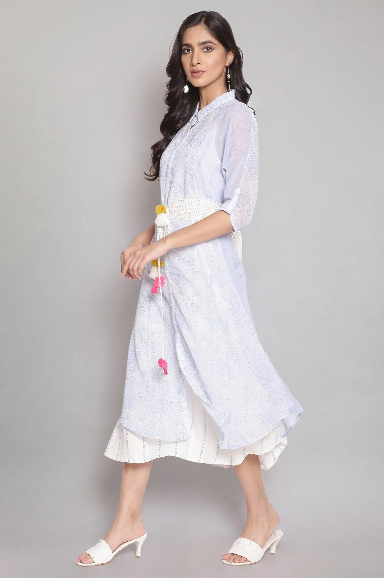 Blue Long Gillet with Romper Set