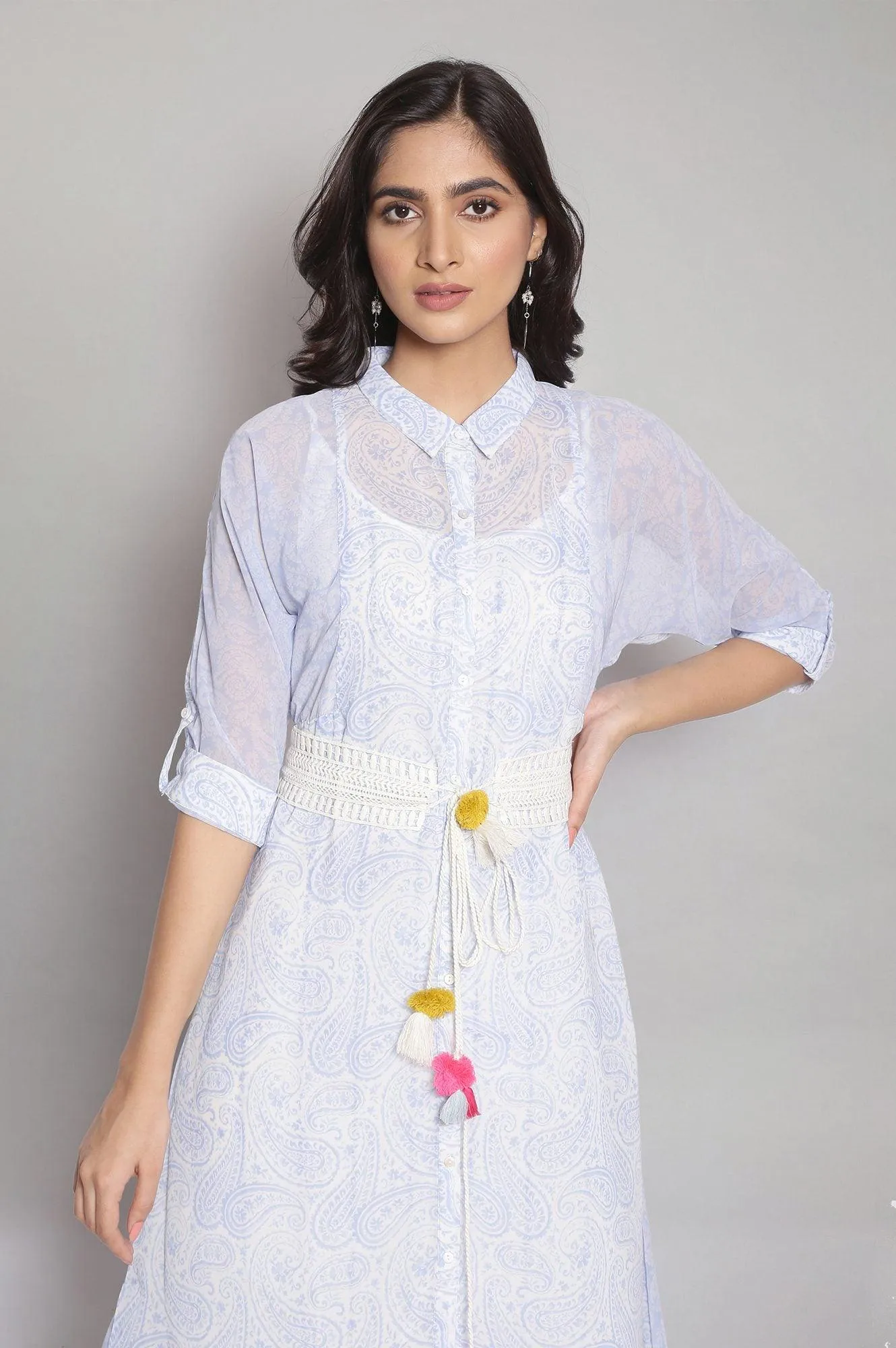 Blue Long Gillet with Romper Set