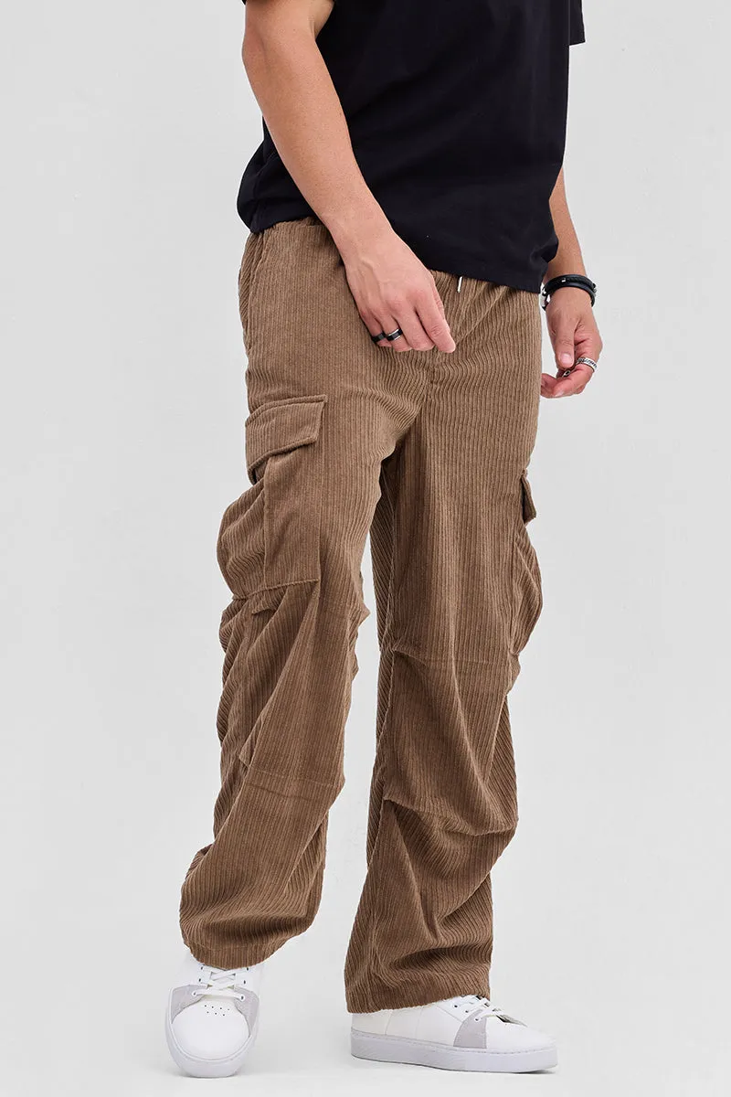 Brown Corduroy Baggy Fit Cargo