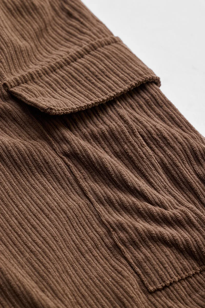 Brown Corduroy Baggy Fit Cargo