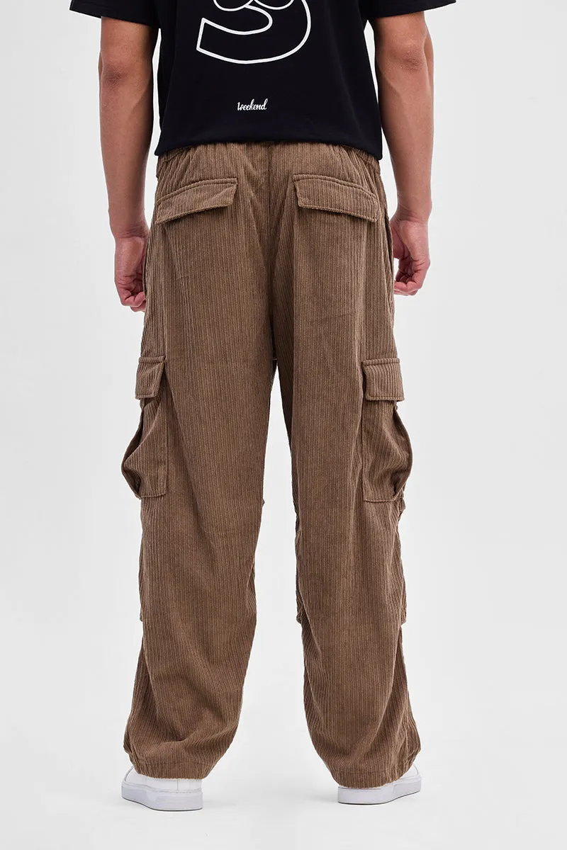 Brown Corduroy Baggy Fit Cargo