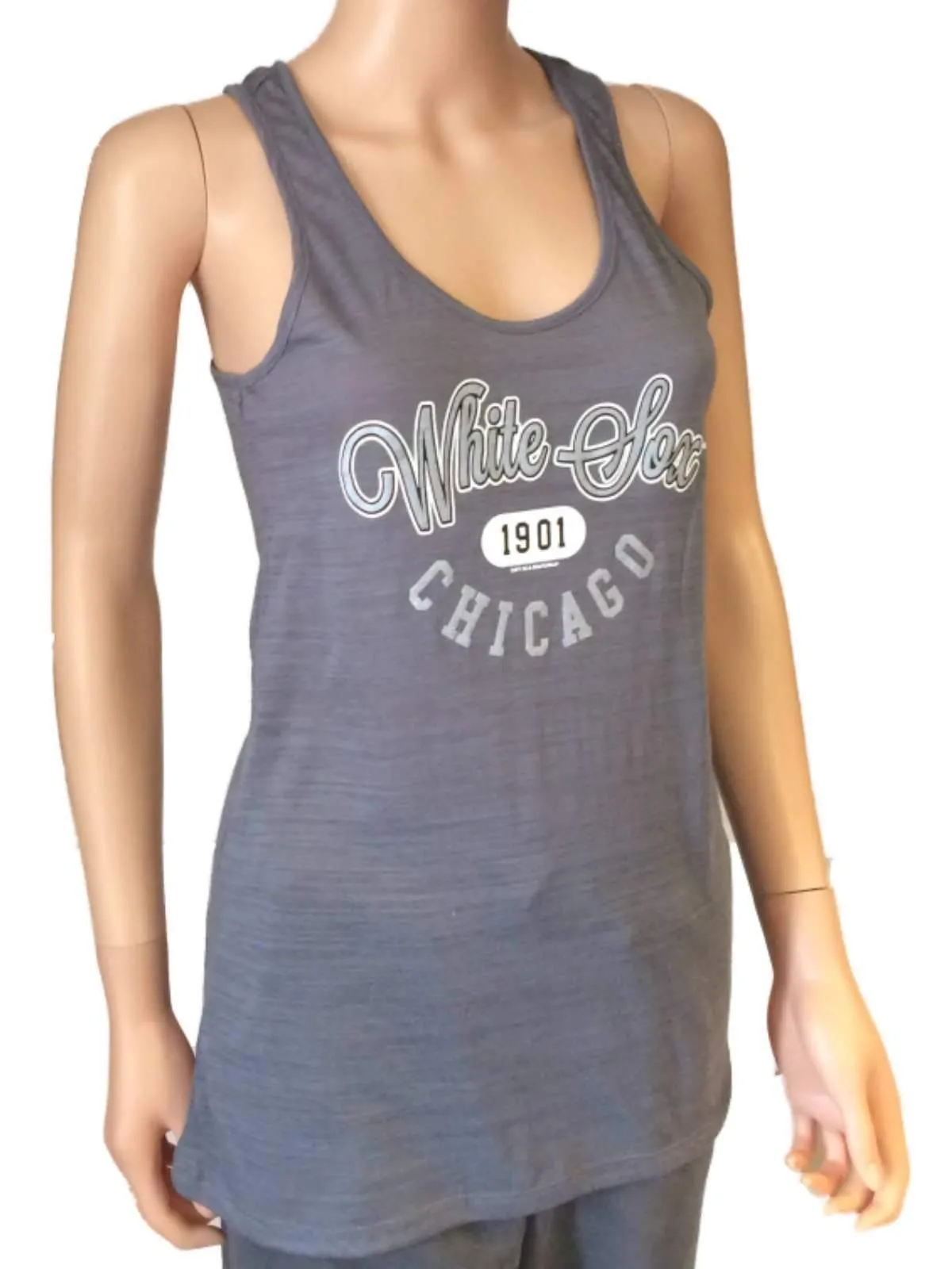 Chicago White Sox SAAG Women Gray Racerback Sleeveless Tri-Blend Tank Top