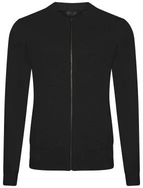 Clipper Zip Through Baseball Cardigan in Black - Dissident