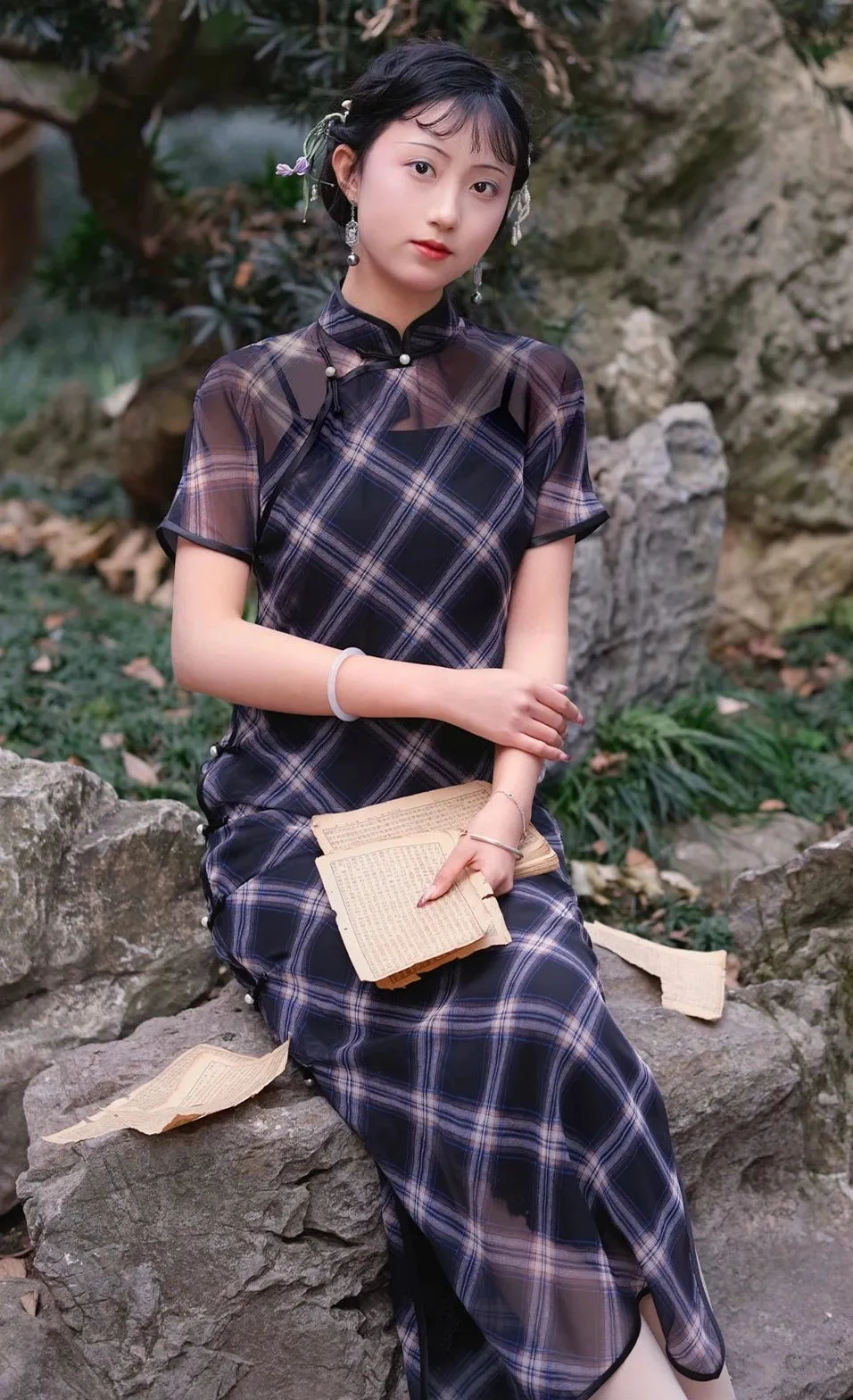 Dan Ceng 单层 Sheer Spring Summer Qipao & Slip Dress