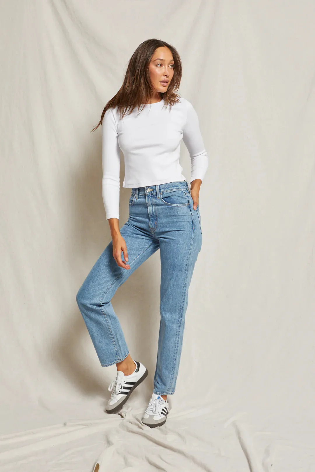 FOX RIBBED L/S T SHIRT - WHITE