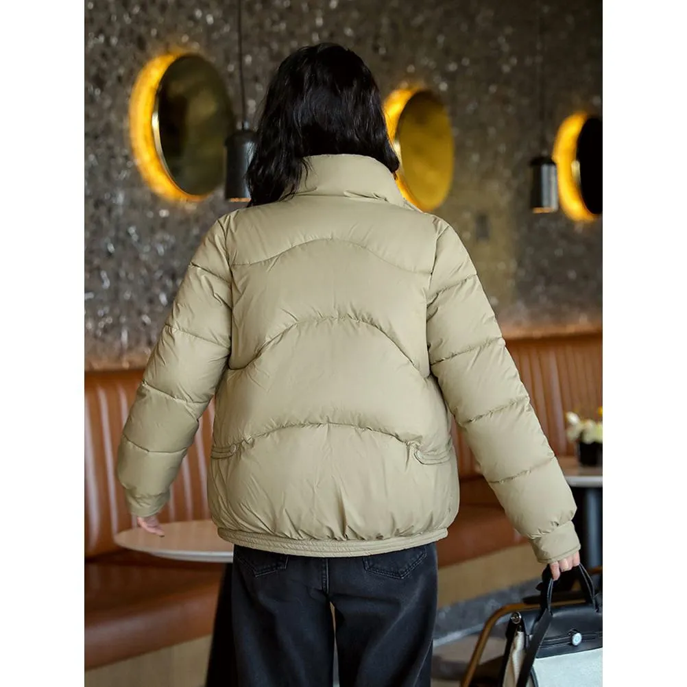 Lightweight Cropped Stand-Up Collar Windproof Puffer Jacket