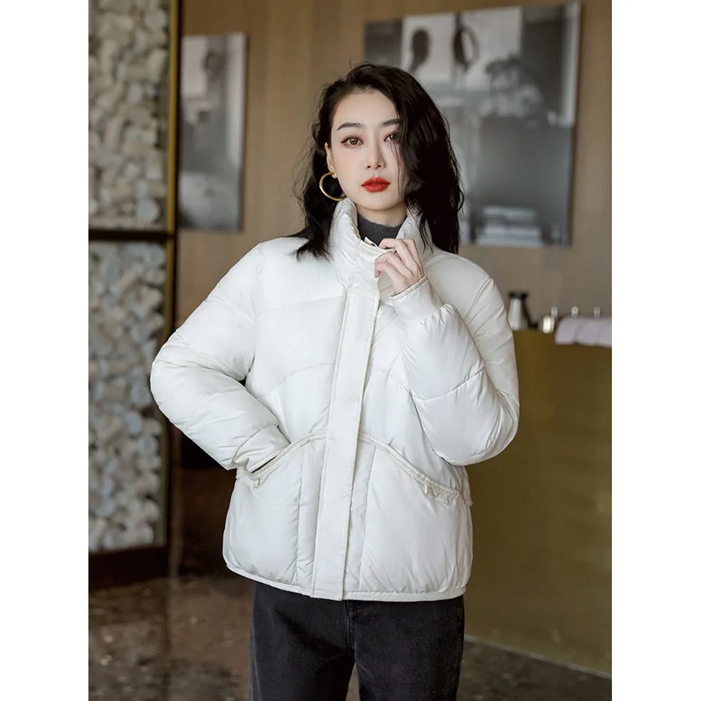 Lightweight Cropped Stand-Up Collar Windproof Puffer Jacket