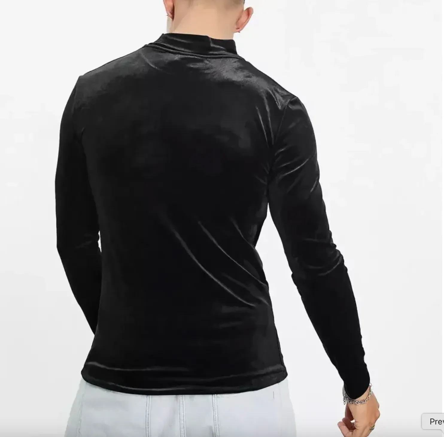 Mens Top Sexy Long-sleeved T-shirt Gold Velvet High Collar Warm Joker Top Breathable Fashion Shirt for Men