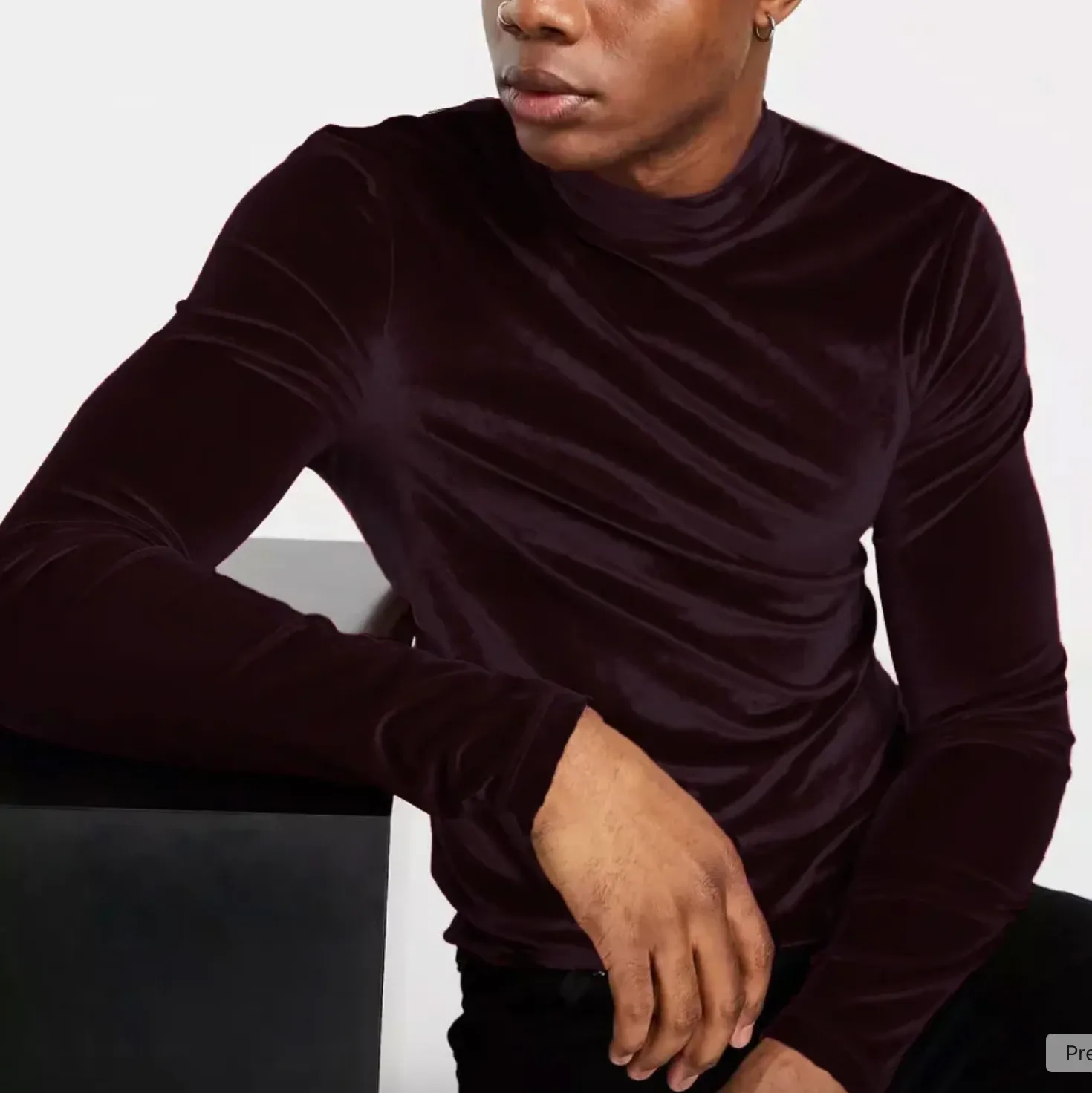 Mens Top Sexy Long-sleeved T-shirt Gold Velvet High Collar Warm Joker Top Breathable Fashion Shirt for Men