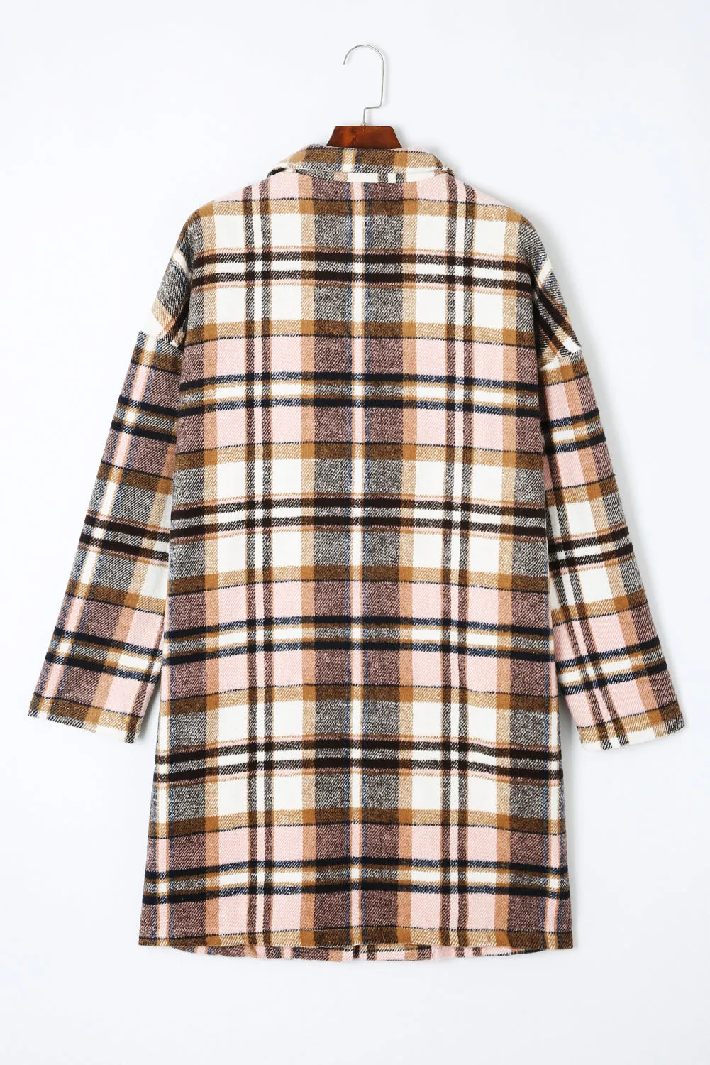 Pink Plaid Button Up Lapel Jacket