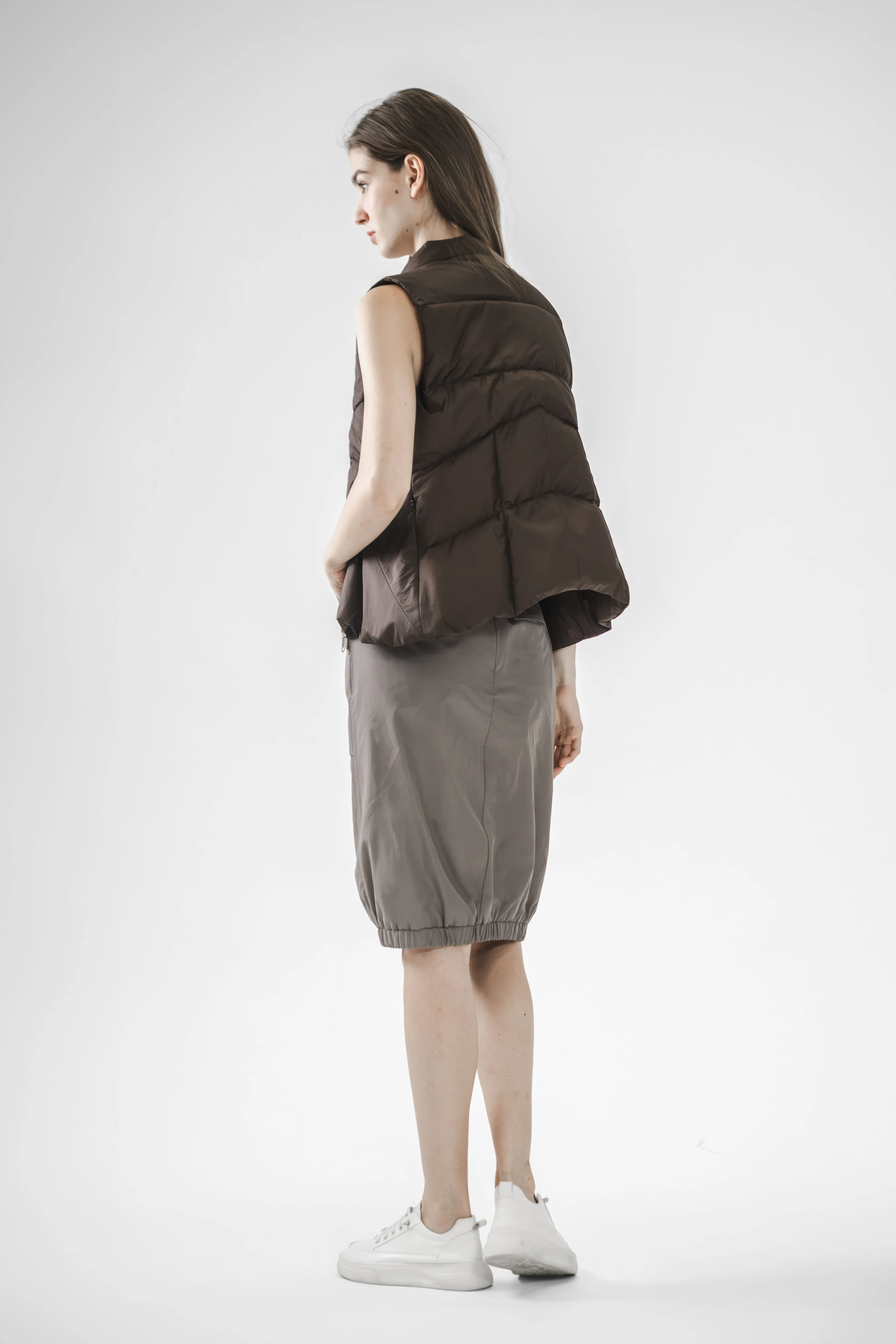 SLEEVELESS LONGLINE FUTURISTIC CUT FITTED VEST