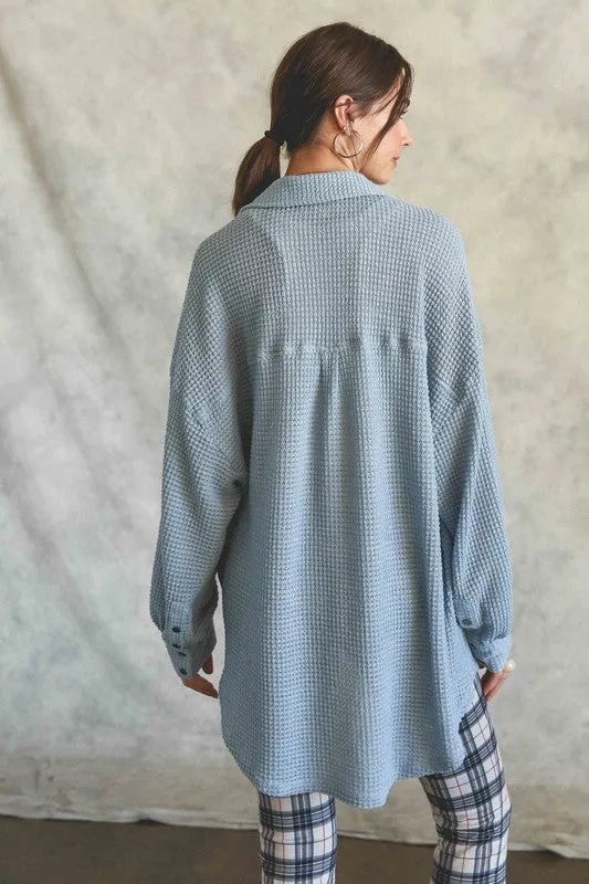 Soft Thermal Knit Shacket Top - Listicle