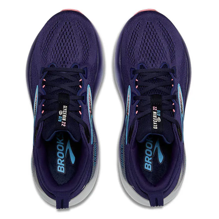 Womens Brooks Running Glycerin GTS 22 in Blue Ribbon/Peacoat/Dianthus